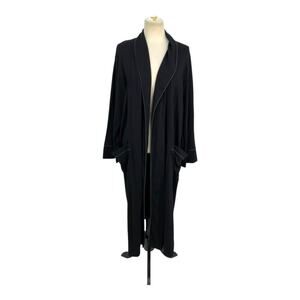 Daniel Buchler Tonal Black Cotton Blend Open Robe Medium Large NWOT $165 MSRP